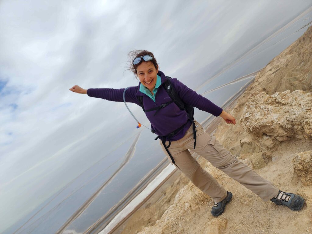 Hila with the Dead Sea evaporation pools in the background