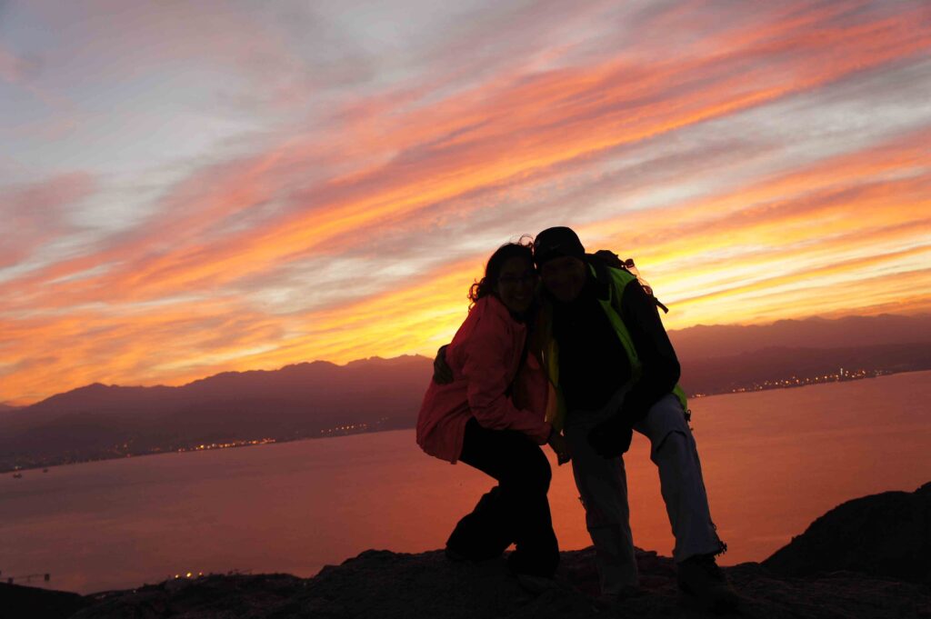 Mount Tzfahot near Eilat at dawn with the sky starting to glow